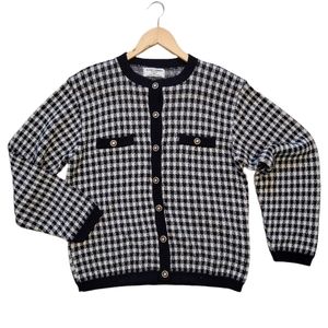 Vintage Alfred Dunner Cardigan (Medium) - Navy, Back, White